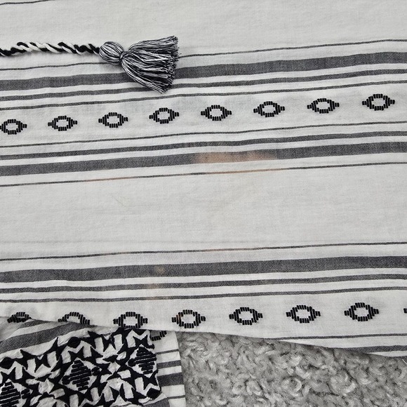 Roller Rabbit Top Womens S Gray White Tunic Tassel Long Sleeve Cotton Beach READ - Picture 14 of 15